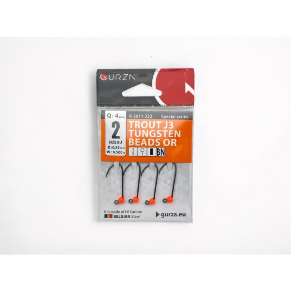 Gurza Tungsten Jighaken J3  #2 (orange) 0,85 / 0,5g