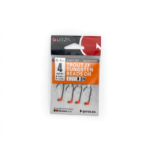 Gurza Tungsten Jighaken J3 #4 (orange) 0,8 / 0,34g