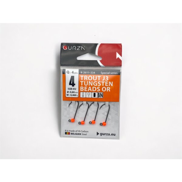 Gurza Tungsten Jighaken J3 #4 (orange) 0,8 / 0,46g