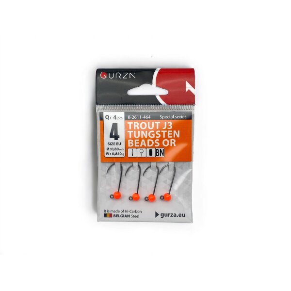 Gurza Tungsten Jighaken J3 #4 (orange) 0,8 / 0,84g