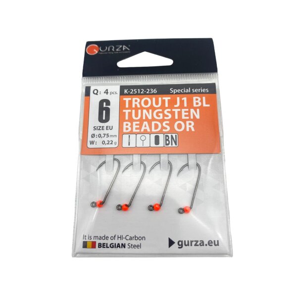 Gurza Tungsten Jighaken J1 BL #6 (orange) 0,75 / 0,22g