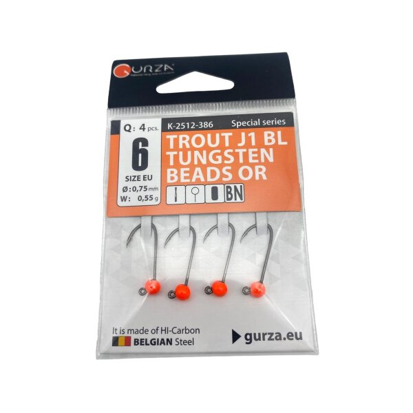 Gurza Tungsten Jighaken J3 #6 (orange) 0,75 / 0,55g