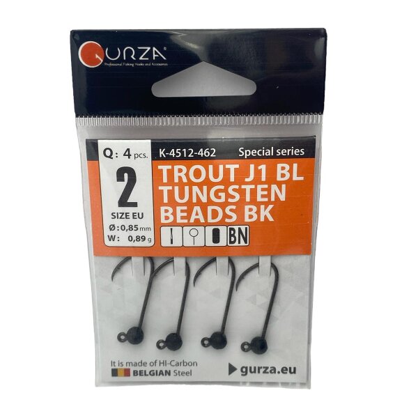 Gurza Tungsten Jighaken J1 BL #2 black) 0,85 / 0,89g