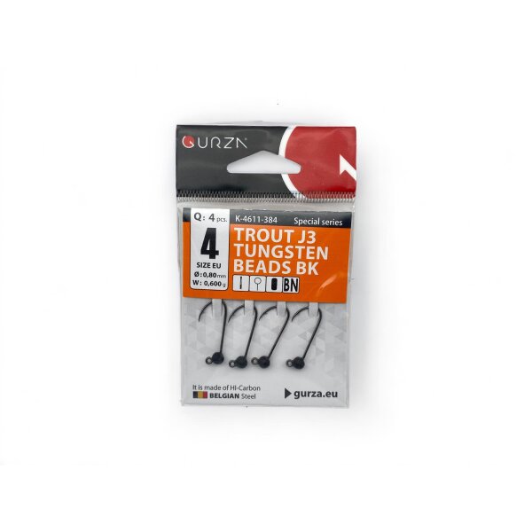 Gurza Tungsten Jighaken J3 #4 (black) 0,8 / 0,6g