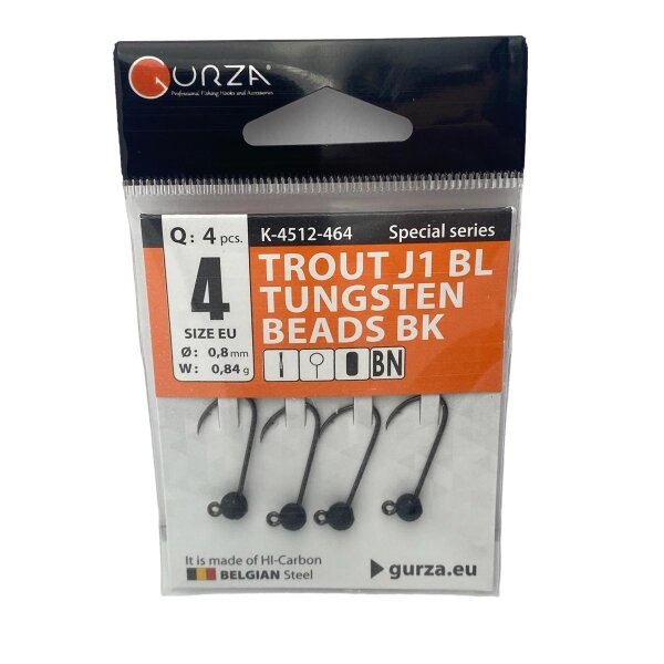 Gurza Tungsten Jighaken J1 BL #4 (black) 0,8 / 0,84g