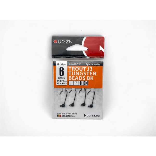 Gurza Tungsten Jighaken J3 #6 (black) 0,75 / 0,42g