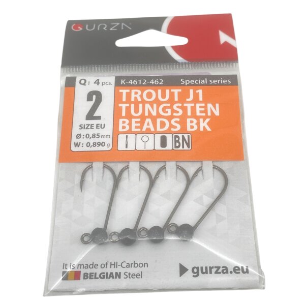 Gurza Tungsten Jighaken J1 (black) Gr.2 / 0,89g