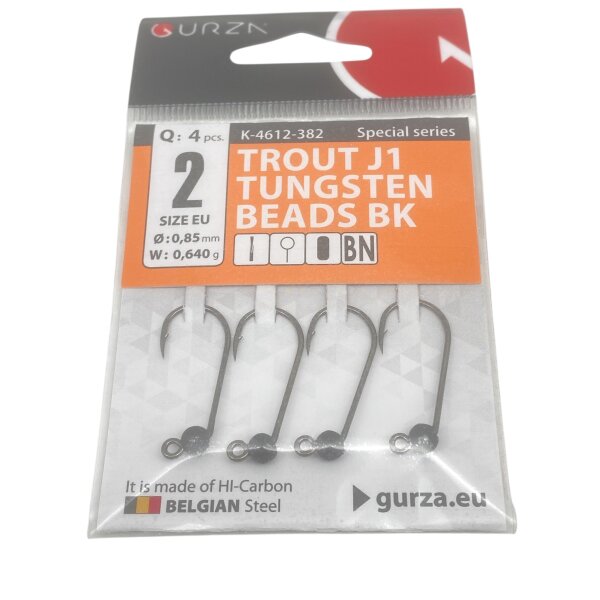 Gurza Tungsten Jighaken J1 (black) Gr.2 / 0,64g